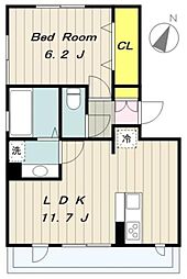 オリーブ（上溝） 3階1LDKの間取り