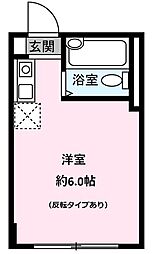 エトワール赤堤 3階ワンルームの間取り
