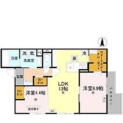 RETORIA瓦口CREST 2LDKの間取図画像