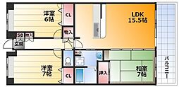 淀川ハイライフマンション 3LDKの間取図画像