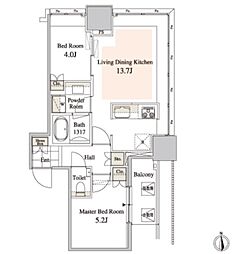 タワーコート北品川 2LDKの間取図画像