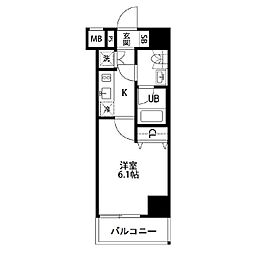 ルクレ高野台レジデンス 5階1Kの間取り