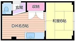 マンションロビンフッド 2階1DKの間取り