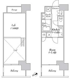 カナルフロント芝浦 11階1Kの間取り
