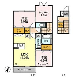 グレイスコート 2LDKの間取図画像