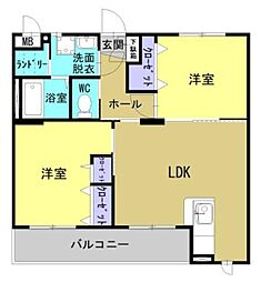 （仮称）高洲町ＹＭマンション 2階2LDKの間取り