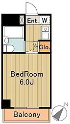 京王相模原線 京王堀之内駅 徒歩16分の賃貸マンション 2階1Kの間取り