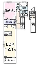 サニー ウエスト 2階1LDKの間取り