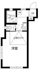 東京メトロ東西線 落合駅 徒歩4分の賃貸アパート 2階1Kの間取り