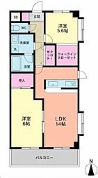 フローレあざみ野2 2LDKの間取図画像