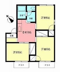 ライフヒル湘南 3DKの間取図画像