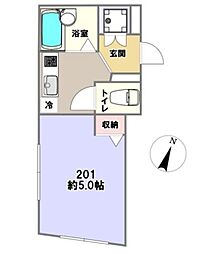 ArK東十条 2階1Kの間取り