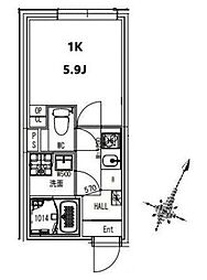 リュジアン北赤羽 2階1Kの間取り