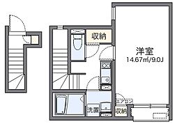 レオネクストボヌールY 2階1Kの間取り
