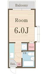 グレイス下北沢 2階1Kの間取り