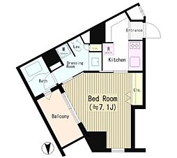 サン　デプレ麻布 2階1Kの間取り