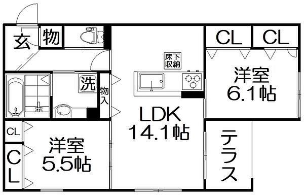 Emouvoir 102｜大阪府枚方市伊加賀西町(賃貸アパート2LDK・1階・63.09㎡)の写真 その2
