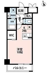 グリーンヒルレジデンス 6階1Kの間取り