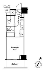 京急本線 新馬場駅 徒歩9分の賃貸マンション 4階1Kの間取り