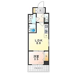 阪急京都本線 西京極駅 徒歩10分の賃貸マンション 7階1LDKの間取り