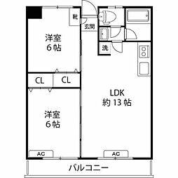 サンハイツ国領 1階2LDKの間取り