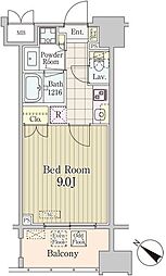 グランパレス東京八重洲アベニュー 9階1Kの間取り