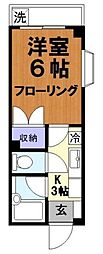 第3さつきマンション 1階1Kの間取り