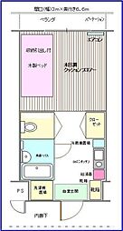 多摩学生マンション 4階1Kの間取り