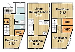 小田急多摩線 唐木田駅 徒歩3分の賃貸アパート 3階4LDKの間取り