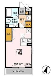 アビテ弁天 1階ワンルームの間取り