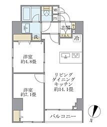 エレミ本蓮沼 5階2LDKの間取り