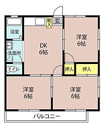 パークハイツ見和C 3DKの間取図画像