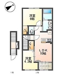 スカイセレーネ 2LDKの間取図画像