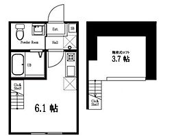 ハーミットクラブハウス新杉田A棟 2階ワンルームの間取り