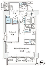 ロイヤルパークス赤羽サウス 701 7階2LDKの間取り
