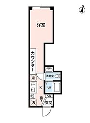 GLICION蓮根 ワンルームの間取図画像