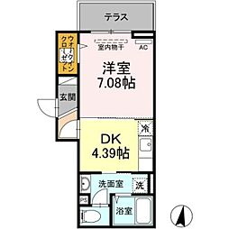アナシエ徳丸 1階1DKの間取り