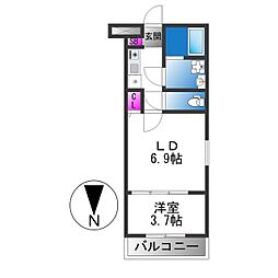 クレスト高安 2Kの間取図画像