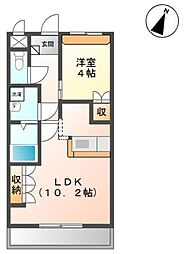 サンリヴィエール 3階1LDKの間取り