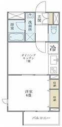 WELL House 東大井A 3階1DKの間取り