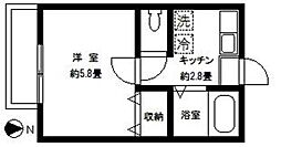グリーンヒル弐番館 1階1Kの間取り