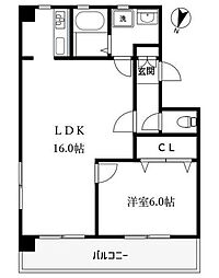 プライムＫイースト 4階1LDKの間取り