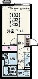 イクシオ南太田 1Kの間取図画像