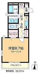 アール・コン・シェル 1階1Kの間取り