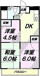 二宮ハイツ 2階3DKの間取り