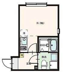 ハーモニーテラス瑞江II 1階ワンルームの間取り