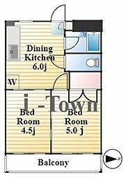 フラワーコーポ 2DKの間取図画像