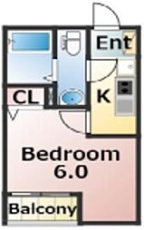 エバーズ鶴ヶ島 1階1Kの間取り