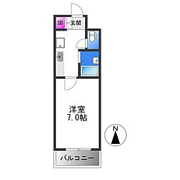 ノアーズアーク88 4階1Kの間取り