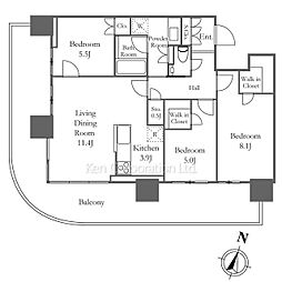 プラウドタワー目黒ＭＡＲＣ 18階3LDKの間取り